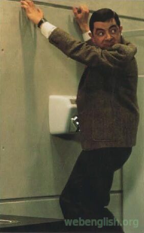 Mr Bean drying his trousers